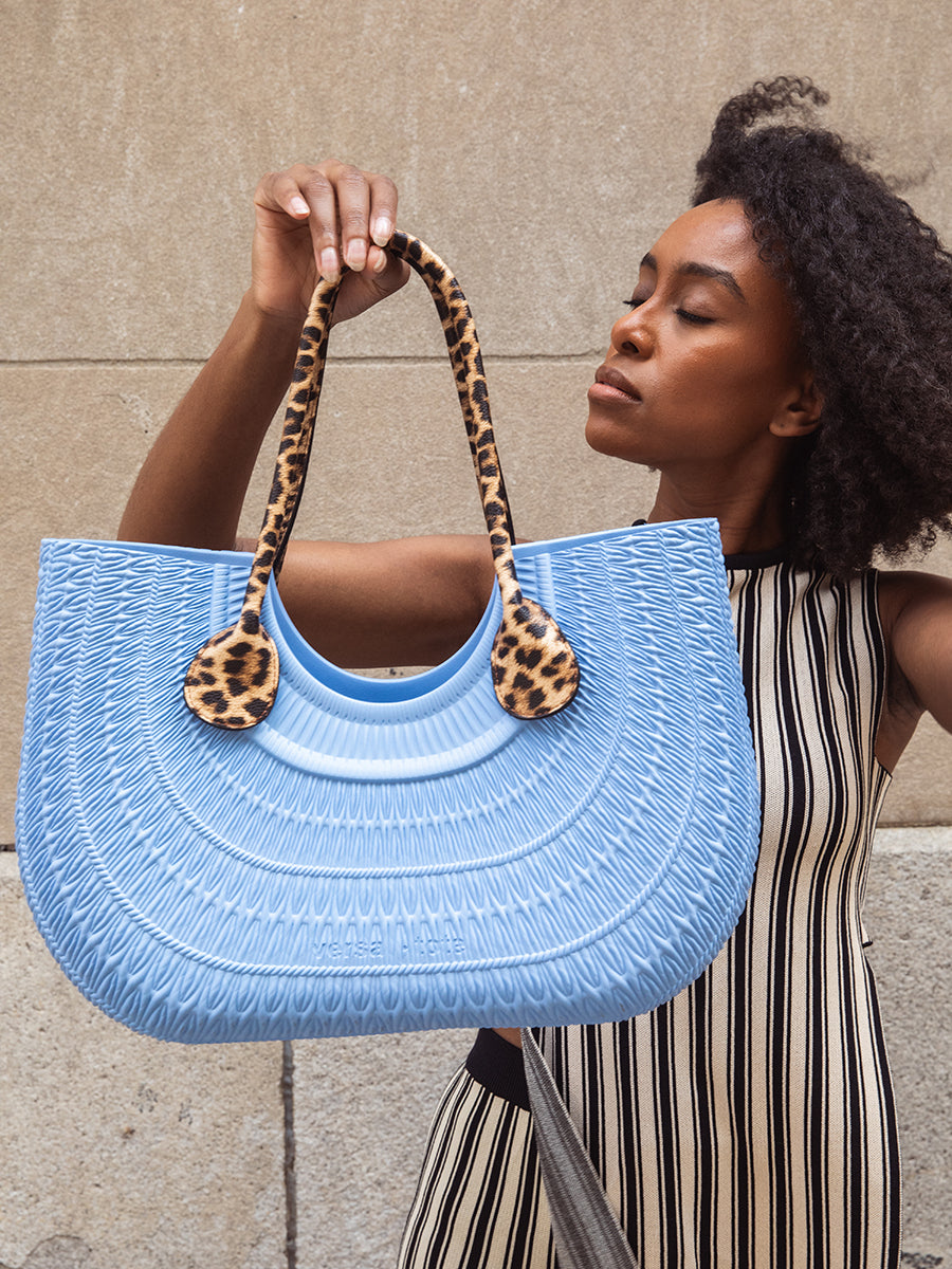 Leopard-Mustard vegan leather strap for Versa Tote with two loop ends